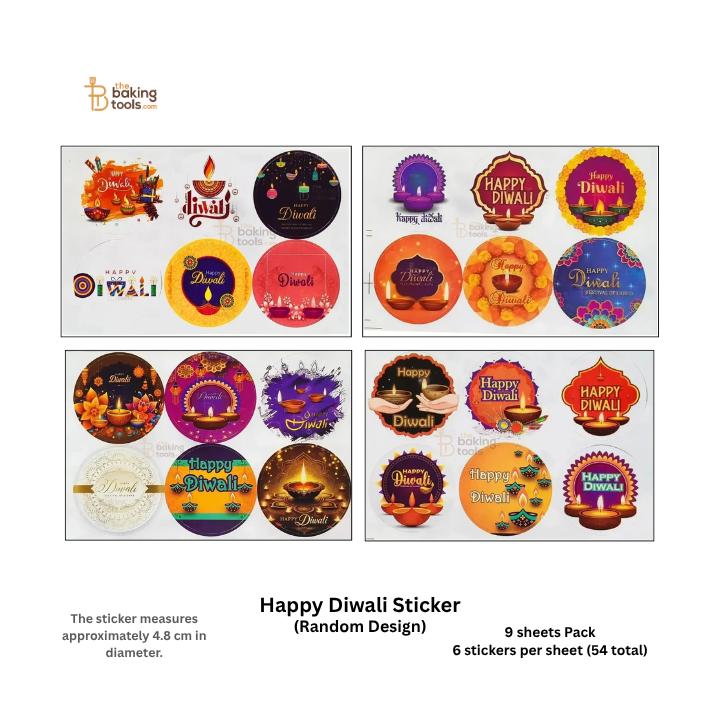 Happy Diwali Sticker (Random Design) 9 Sheets Pack